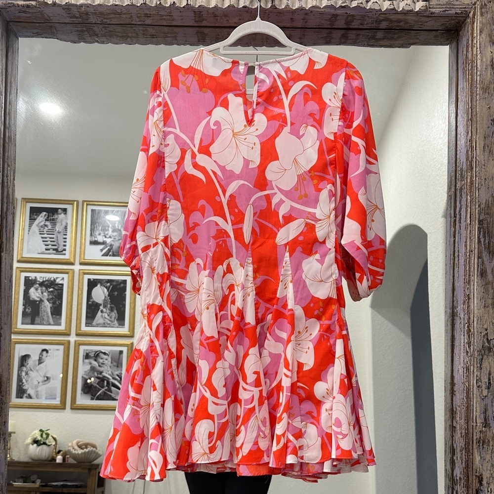Aakaa Red and Pink Floral Mini Dress - Picture 6 of 6